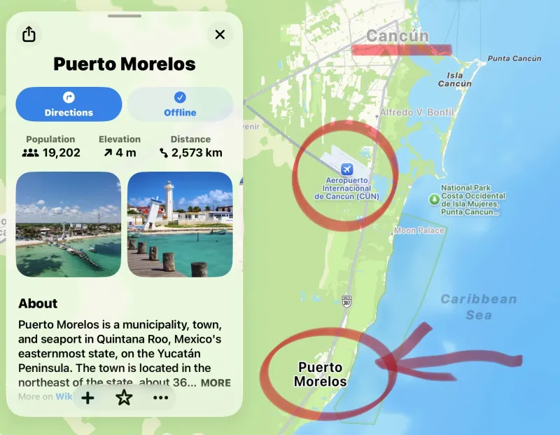 Puerto Morelos on the Map
